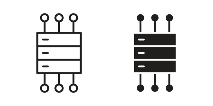 Proxy server icon set. Black icon on white background