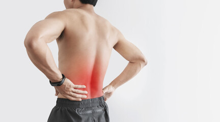 Office syndrome, Backache and Lower Back Pain Concept, isolated on white background