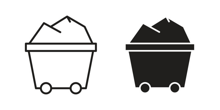 Raw material icon set. Black icon on white background