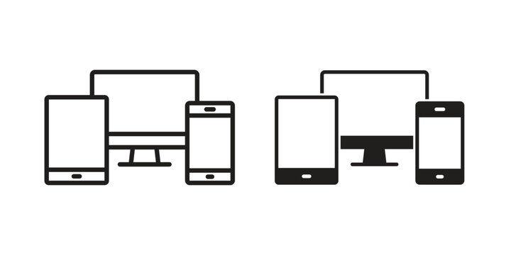 Responsive icon set. Black icon on white background