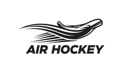 Fototapeta premium A sleek black and white graphic depicts an air hockey striker with the text air hockey below high quality professional detailed