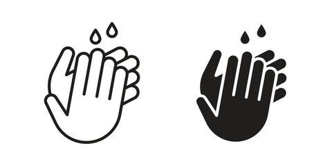 Obraz premium Sanitize hands icon set. Black icon on white background