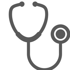 A simple flat vector illustration of a stethoscope icon, representing medical care, healthcare services, and professional diagnosis in a clean and modern design style.