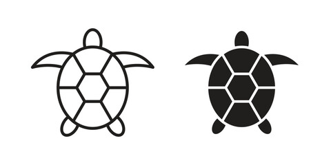 Obraz premium Sea turtle icon set. Black icon on white background
