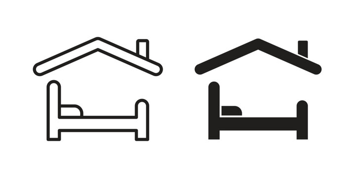 Shelter beds icon set. Black icon on white background