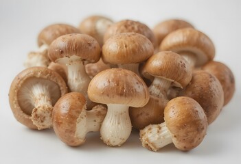 A collection of fresh, earthy brown mushrooms ready for culinary use. baby bella mushrooms isolated