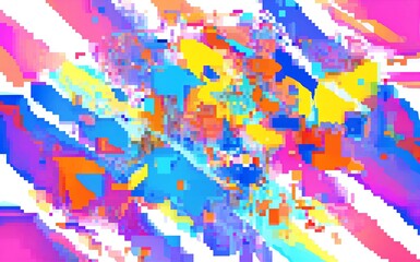 Vibrant, abstract digital art with chaotic colors and pixelated motion in dynamic swirls.