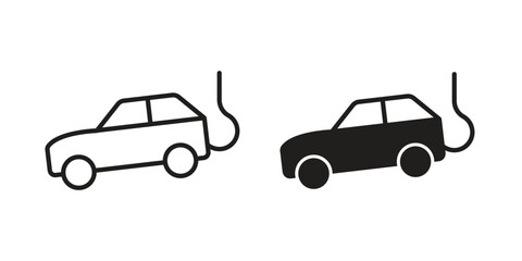 Obraz premium Towed car icon set. Black icon on white background