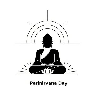 Buddha meditating on Parinirvana Day vector graphic