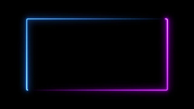 neon rectangle Border frame concept sign animation on black background