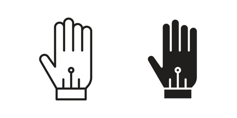 Fototapeta premium Wired gloves icon set. Black icon on white background