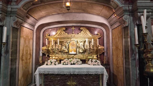 Relic of Saint Charles Borromeo Heart in San Carlo al Corso, Rome, Slow Motion