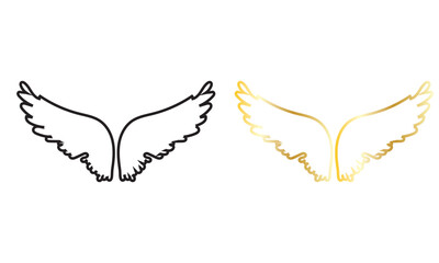 Black and Gold Angel Wings Logo Design. Minimal vector illustration showing black and gold angel wings, suitable for branding, luxury logos, spiritual themes, and modern graphic design use.

