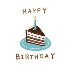 Happy Birthday Cake Illustration & Cute Font Design
