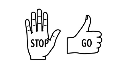 Obraz premium Simple Hand Gestures for Stop and Go Signals.