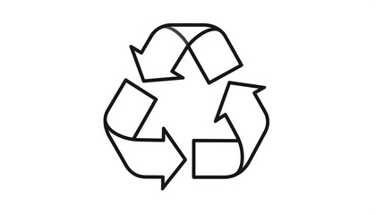 Obraz premium A black and white icon represents the concept of recycling. Three curved arrows form a triangle on a white background
