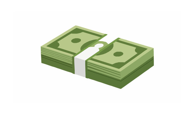 Cartoon dollar bills stack flat vector illustration for finance concepts