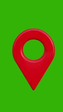 3D Location Green Screen Pin Icon Motion Graphics Animation. 4K Resolution