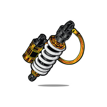 Vector Art Illustration of Motorcycle Shockbreaker With Sharp Details Combination of Gold, White, and Dark