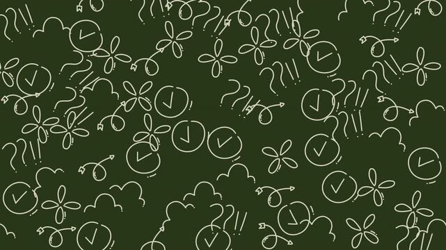 Doodle line art seamless pattern checkmarks question marks ideas abstract background suitable for presentations, educational materials, creative backgrounds, and branding.