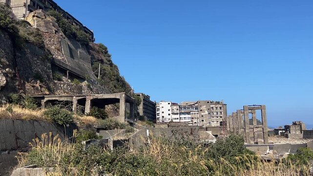 Abandoned Gunkanjima Hashima Island Overgrown