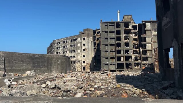 Empty Abandoned Building Rock Debris Island Japan