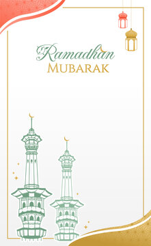 Ramadan Eid Mubarak 2026 vector aesthetic sage gold pink soft portrait