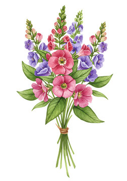 Colorful Bouquet of Pink and Purple Flowers Bindle