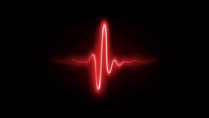 Vector illustration of realistic glowing pulse line representing heartbeat and heart rate. Luminous cardiogram waveform symbolizing medical monitoring and modern healthcare technology