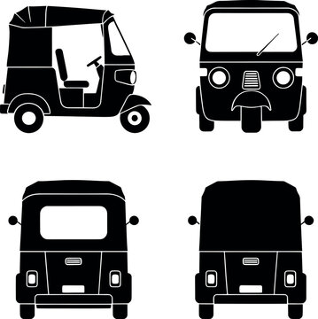 Auto Rickshaw and Tuk-Tuk Vector Icon Set