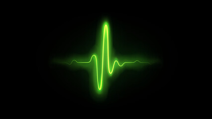 Vector illustration of realistic glowing pulse line representing heartbeat and heart rate. Luminous cardiogram waveform symbolizing medical monitoring and modern healthcare technology