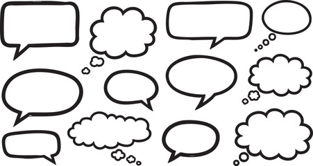 Obraz premium Thought Cloud & Speech Bubble Toolkit Express Yourself: Versatile Chat Bubble Set Graphic Storytelling Modern Speech Bubble Graphics Bubble Up Your Ideas: Creative Communication Assets