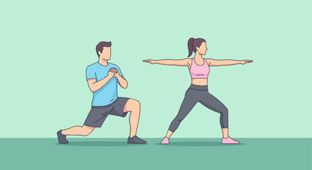 Fototapeta premium Man and woman exercising together