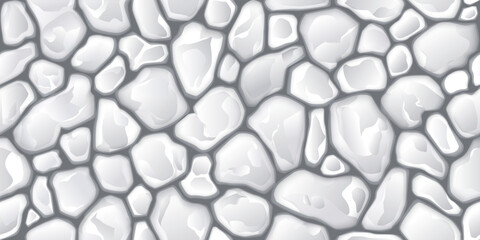 Vector illustration of seamless pattern with white stones creating natural texture background for design and decoration concepts