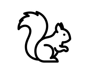 Obraz premium A simple black line drawing of a cute squirrel on white background