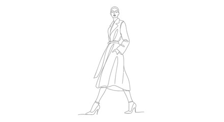 Obraz premium Woman walking in elegant outfit with high heels and coat