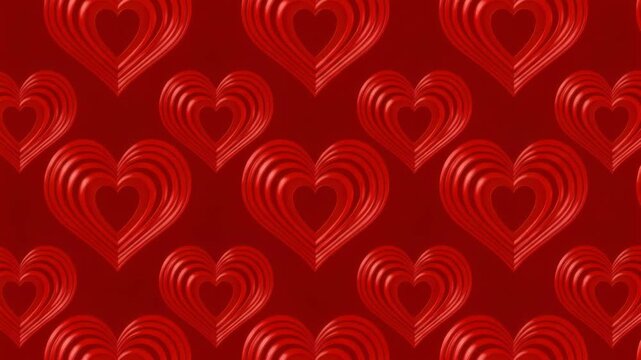 Red heart pattern on a dark red background with heart shapes