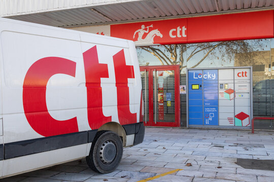 Ctt delivery van at post office store in lisbon