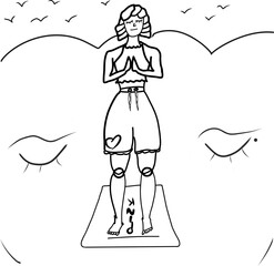 Simple Mountain Pose Vector line art