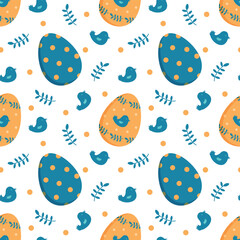 Cute seamless Easter pattern with decorative eggs