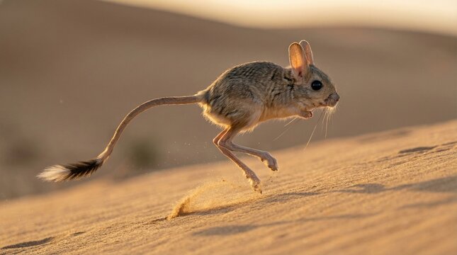 Jumping Jerboa in Desert(砂漠をジャンプするトビネズミ)