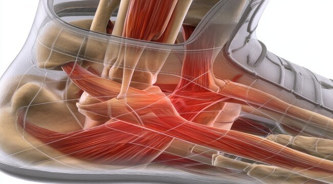 Human Foot Anatomy with Pain Highlighted.