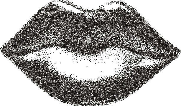 Mouth y2k retro stipple art lip brutalist halftone vector png transparent, tongue 2000s photocopy effect tattoo aesthetic