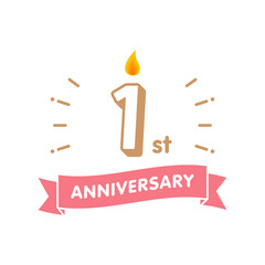 Obraz premium かわいいロウソクと数字のアニバーサリー 1st