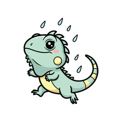 Fototapeta premium Cute green cartoon dinosaur character blowing bubbles isolated on white background