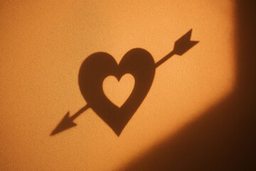 Arrow Through Heart Shadow on Wall, Valentine&rsquo;s Day Concept
