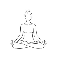 A woman sitting in a meditative yoga pose in a peaceful setting