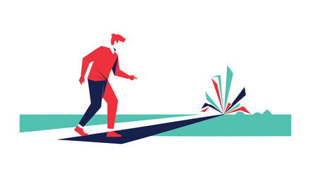 Obraz premium Man skateboarding with fireworks vector illustration