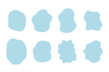 水色のシェイプセット　シンプルな抽象図形素材（8個）