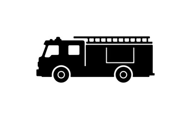 Black Silhouette of a Fire Truck